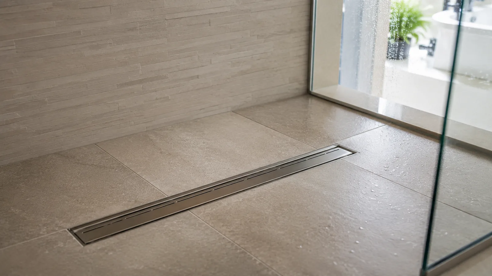 Finished linear shower drain installation in the Mission San Jose area of Fremont, CA